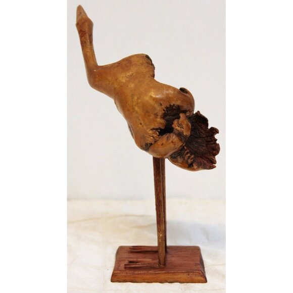 Vtg Hand Carved Drift wood Burl Ostrich Figure 6.5'' Bird Flamingo Heron Egret - Picture 2 of 10